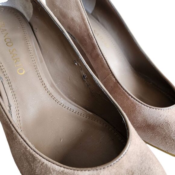 Franco Sarto Shoes Womens 8.5 M Zeus Tan Suede Leather Wedge Heel Slip On Pump - Picture 11 of 14